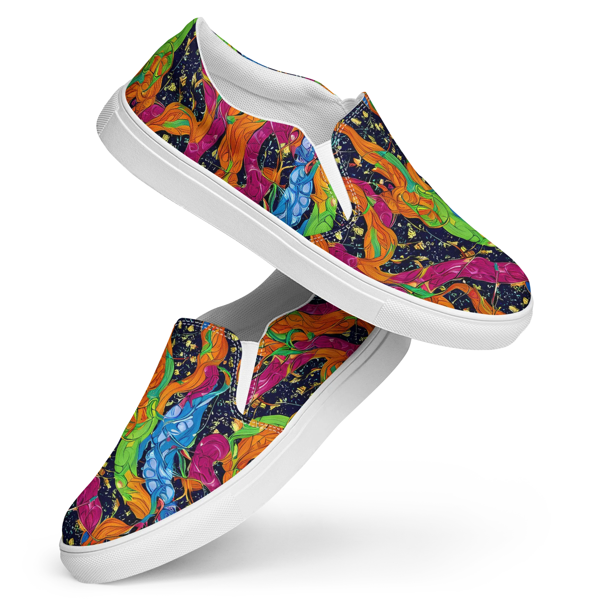 Tropical Static on Women's Slip-On Canvas Shoes — Front