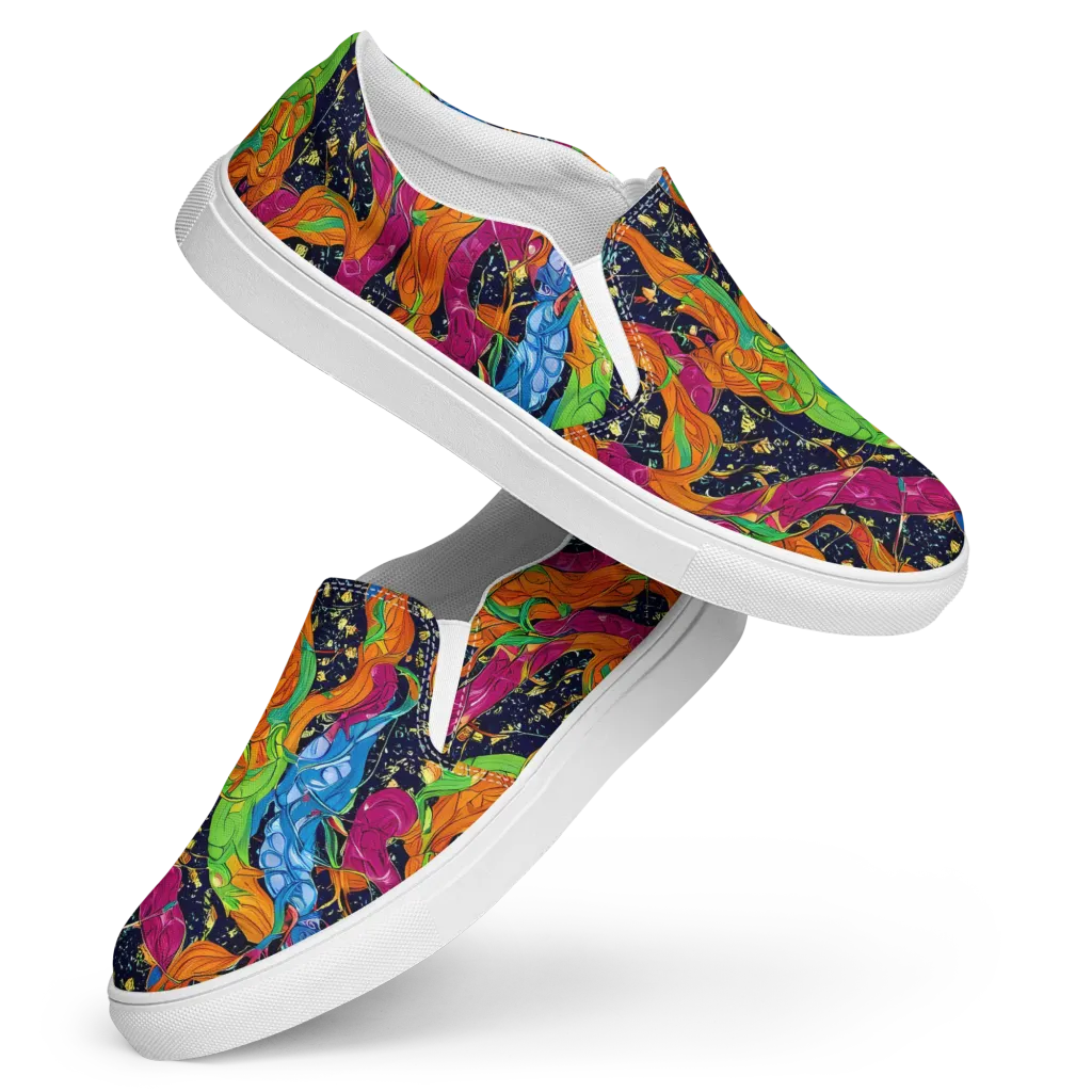 Tropical Static on Women's Slip-On Canvas Shoes — Front