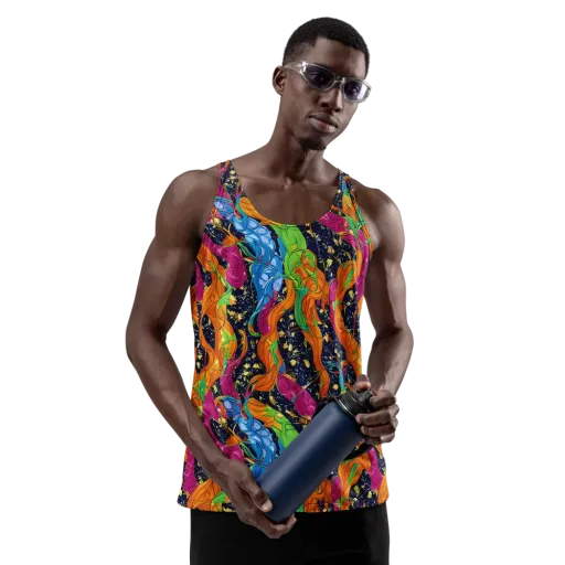 Tropical Static on a Men's Tank Top