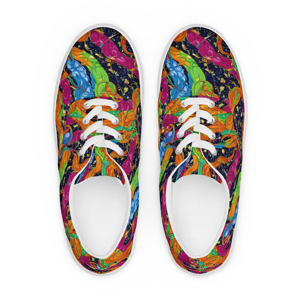 Tropical Static on Men's Lace-Up Canvas Shoes — Front