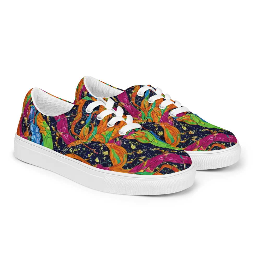 Tropical Static on Men's Lace-Up Canvas Shoes — Right Front