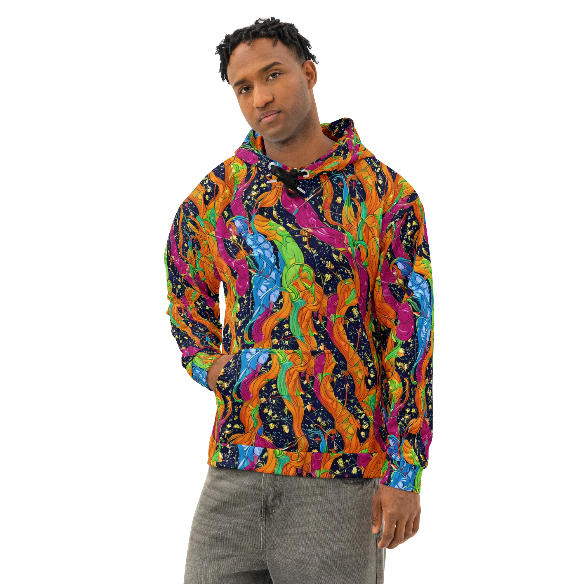 Tropical Static on Cotton Hoodie — Left Front