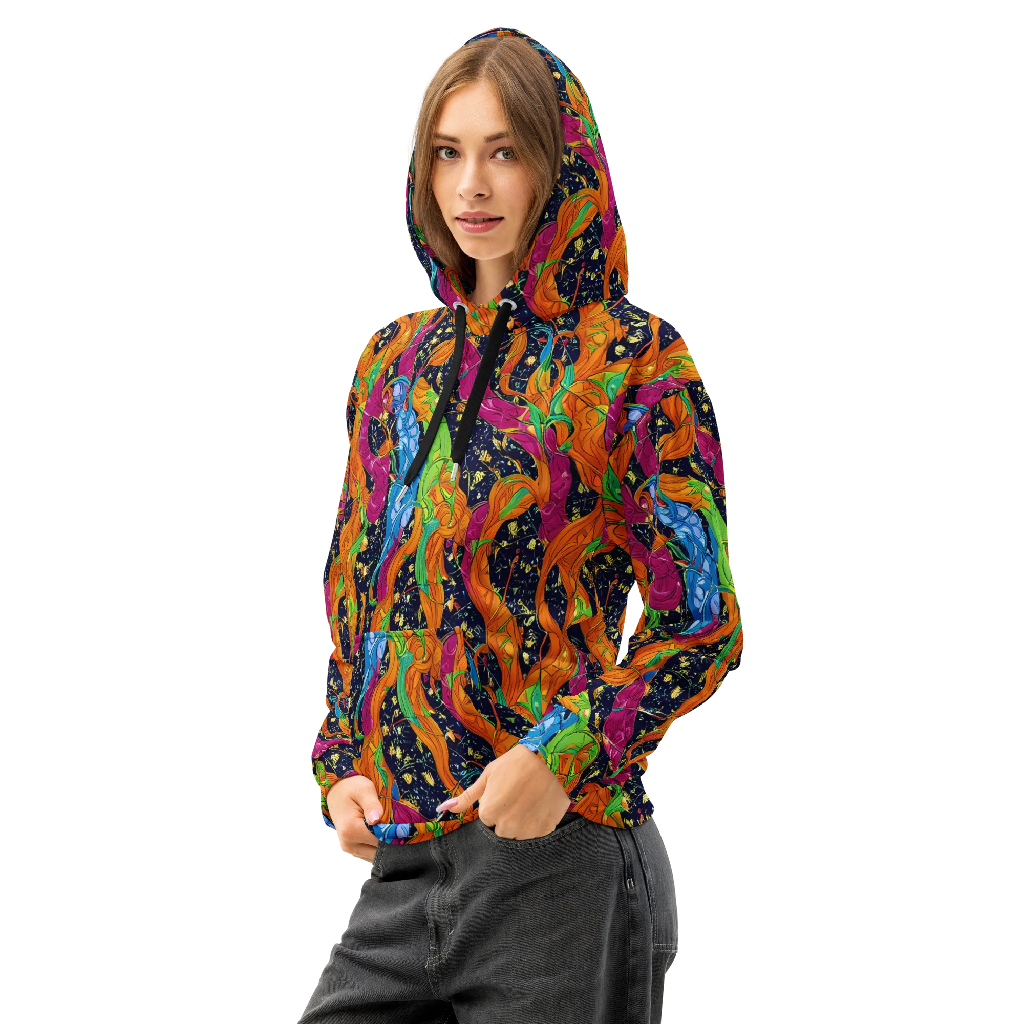 Tropical Static on Cotton Hoodie — Left Front