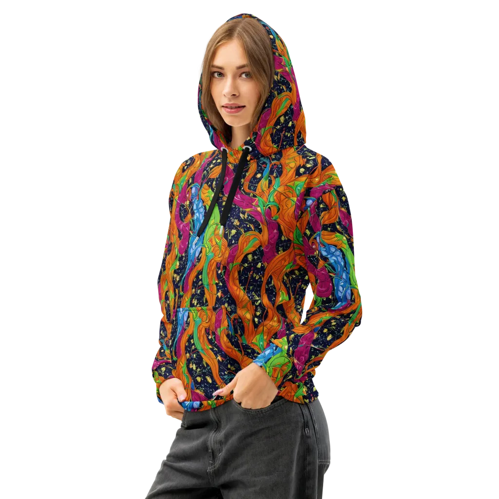 Tropical Static on Cotton Hoodie — Left Front