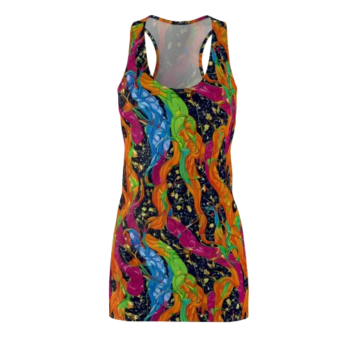 Tropical Static on a Racerback Dress