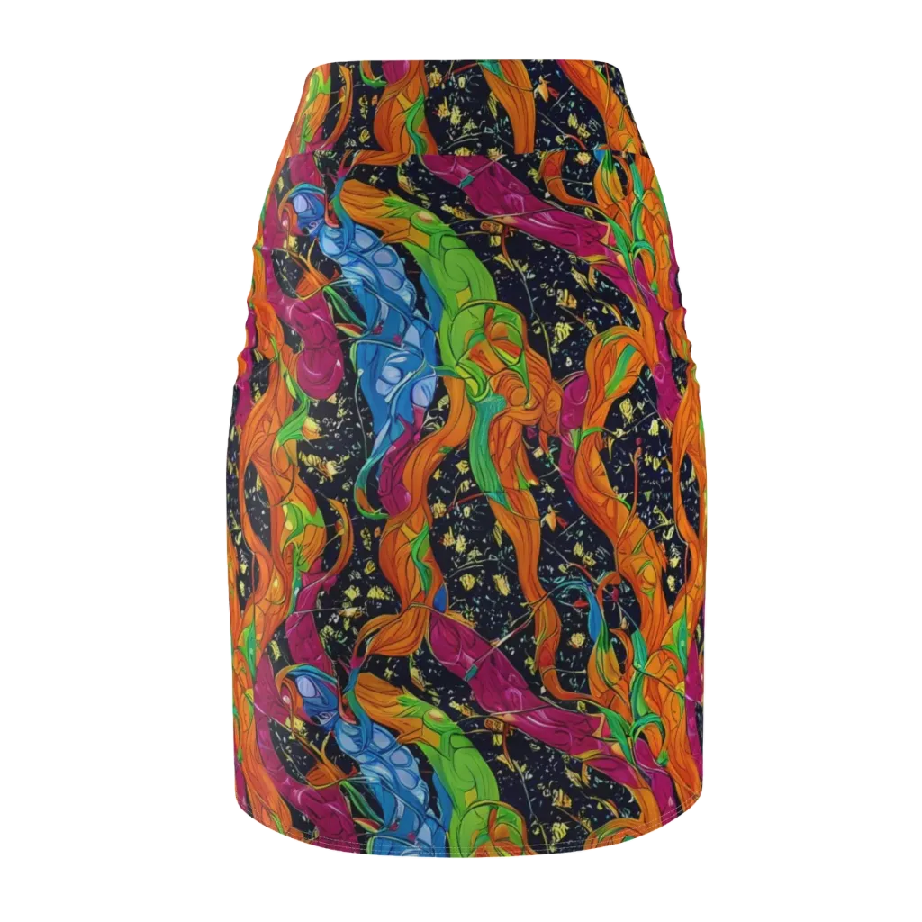 Tropical Static on Pencil Skirt — Back