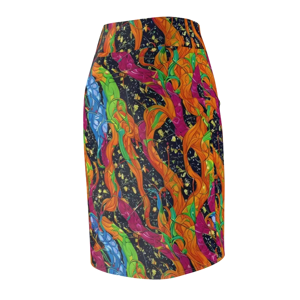 Tropical Static on Pencil Skirt — Back Side