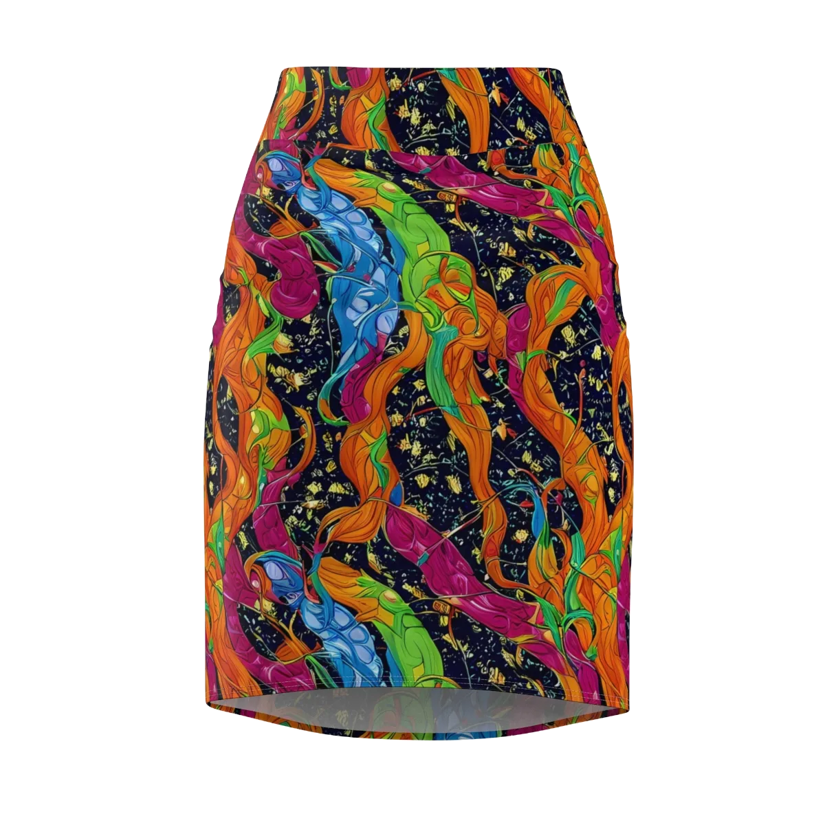 Tropical Static on Pencil Skirt — Front