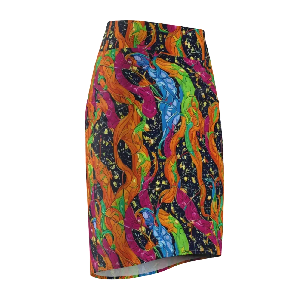 Tropical Static on Pencil Skirt — Front Side