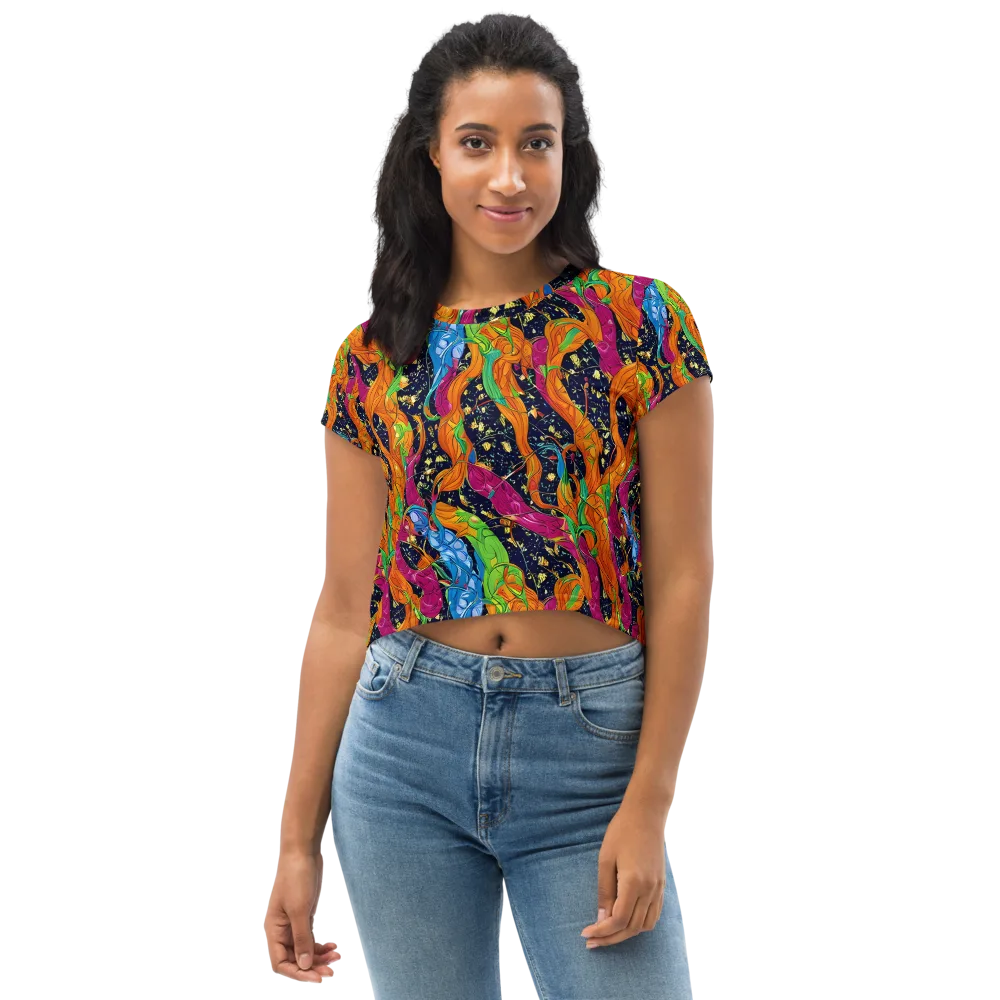 Tropical Static on Crop Tee — Front