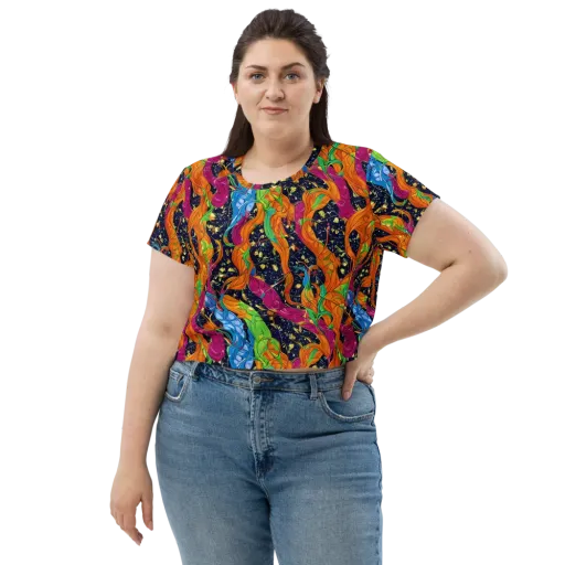 Tropical Static on a Crop Tee