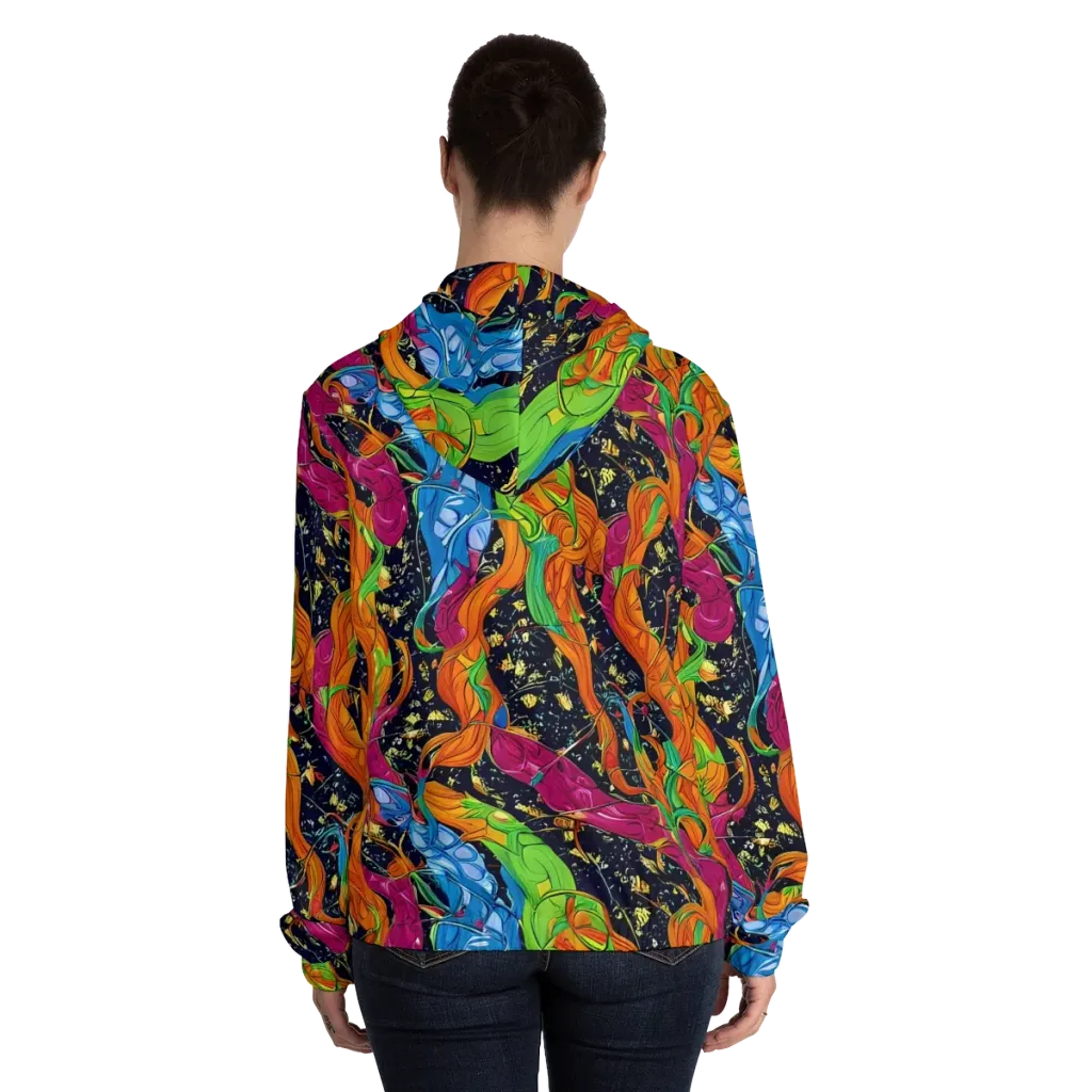 Tropical Static on Women's Full-Zip Hoodie — Back On Person