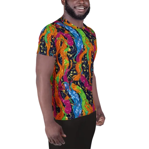 Tropical Static on a Men's Athletic T-Shirt