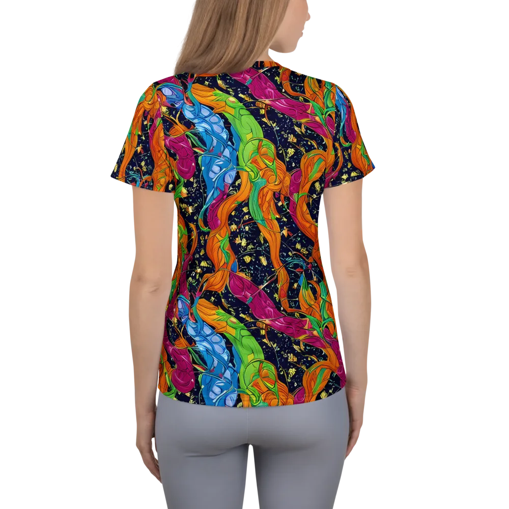 Tropical Static on Women's Athletic T-Shirt — Back