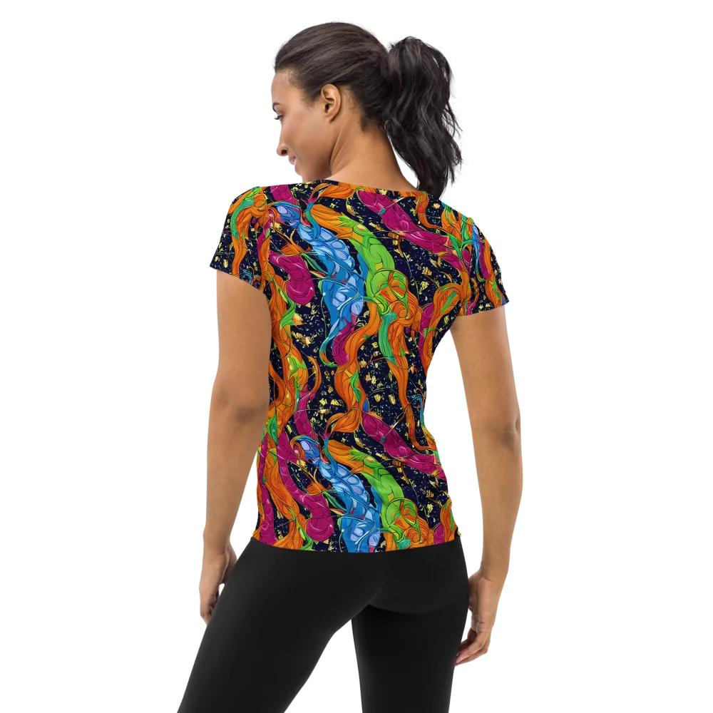 Tropical Static on Women's Athletic T-Shirt — Back