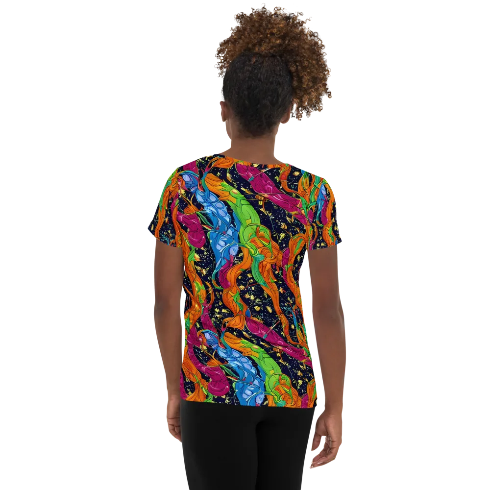 Tropical Static on Women's Athletic T-Shirt — Back