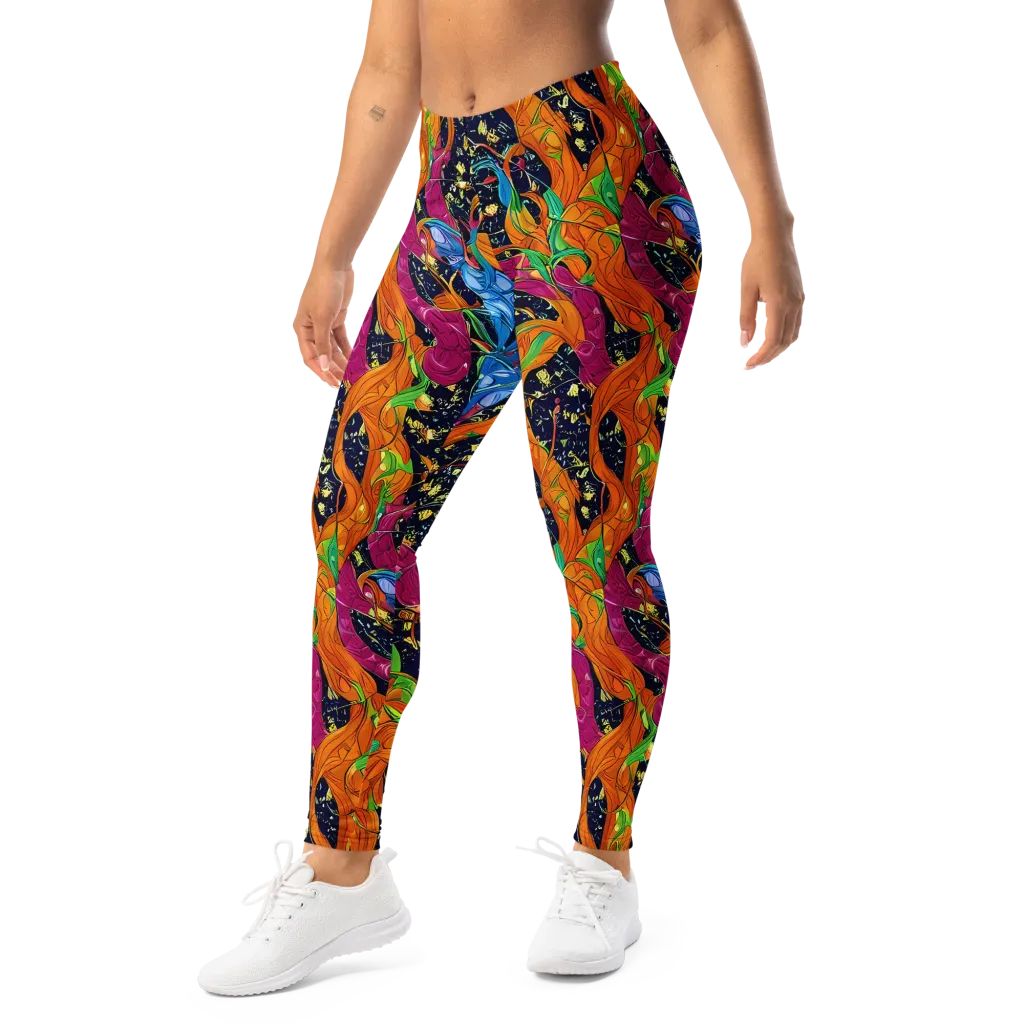 Tropical Static on Leggings — Left Front