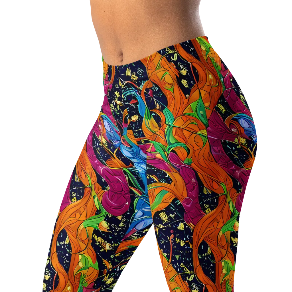 Tropical Static on Leggings — Left Front