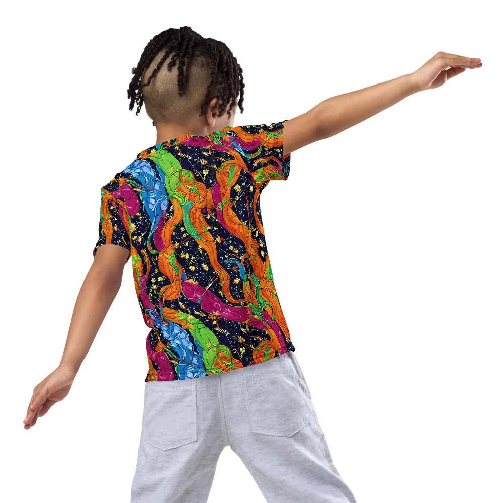 Tropical Static on Kids Crew Neck T-Shirt — Back