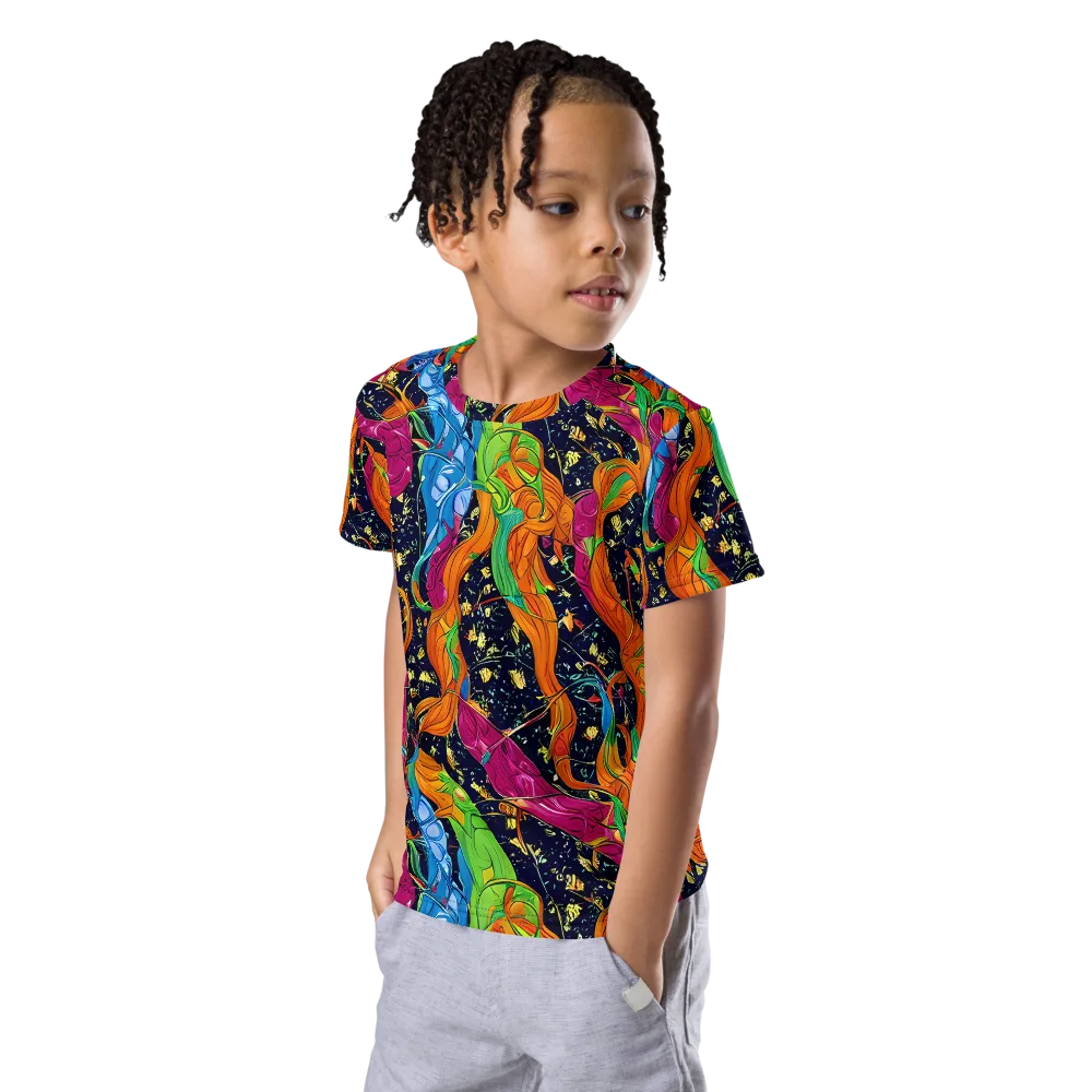Tropical Static on Kids Crew Neck T-Shirt — Left Front