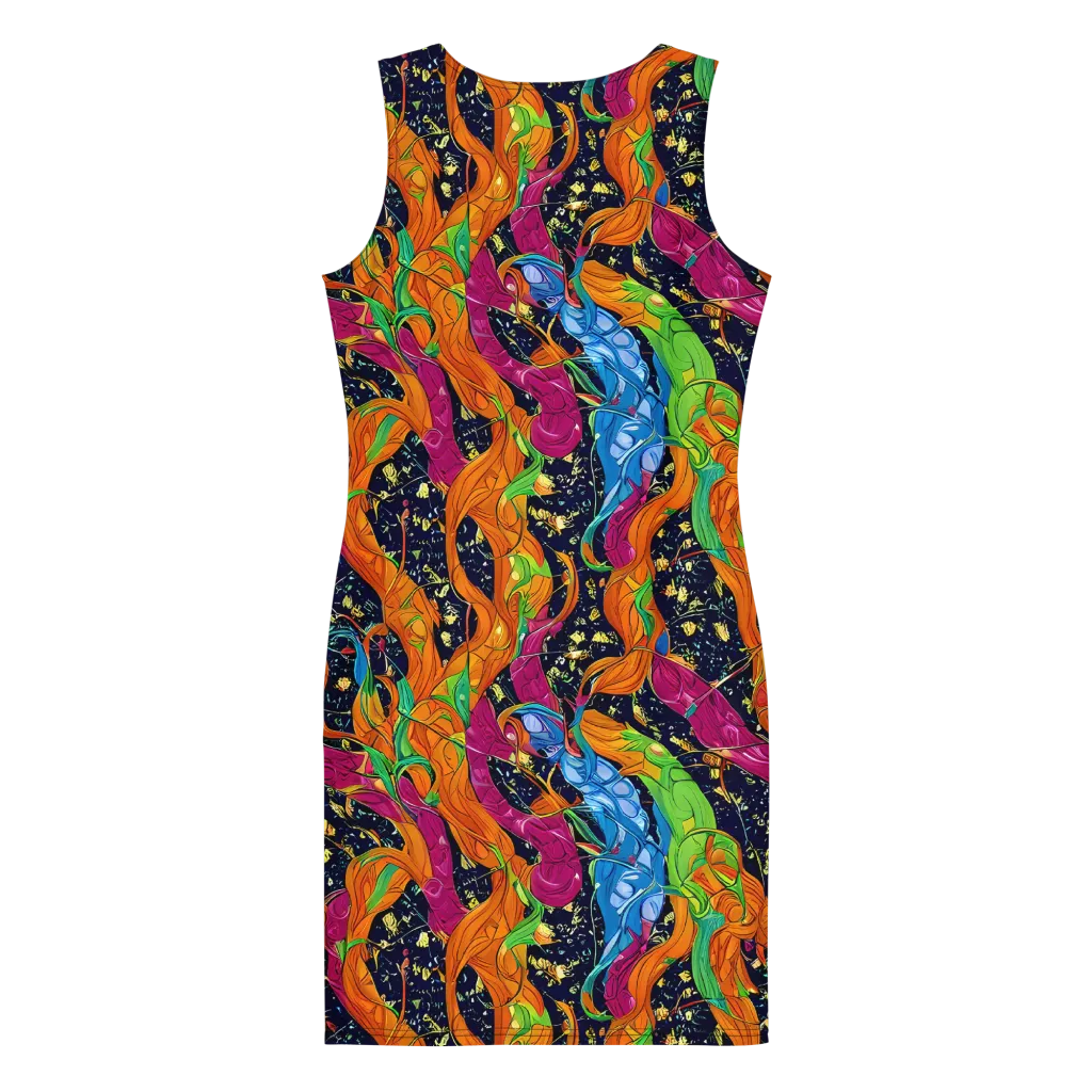 Tropical Static on Bodycon Dress — Back