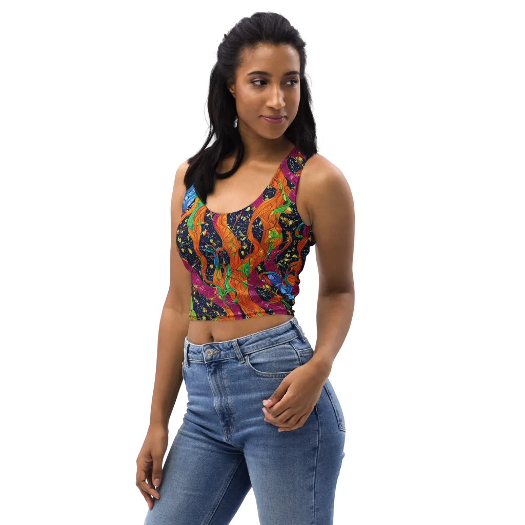 Tropical Static on Crop Top — Left Front