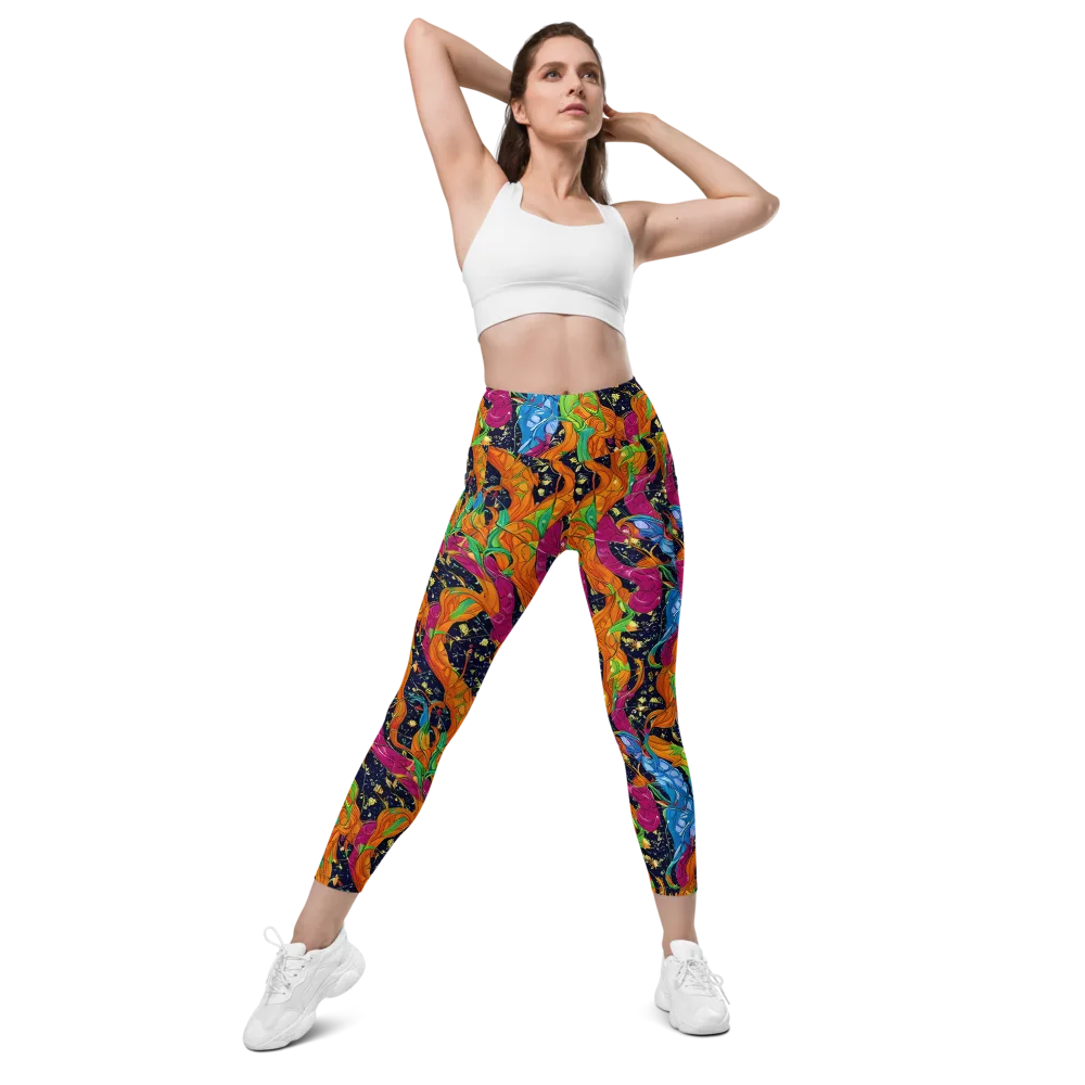 Tropical Static on Leggings with Pockets — Front