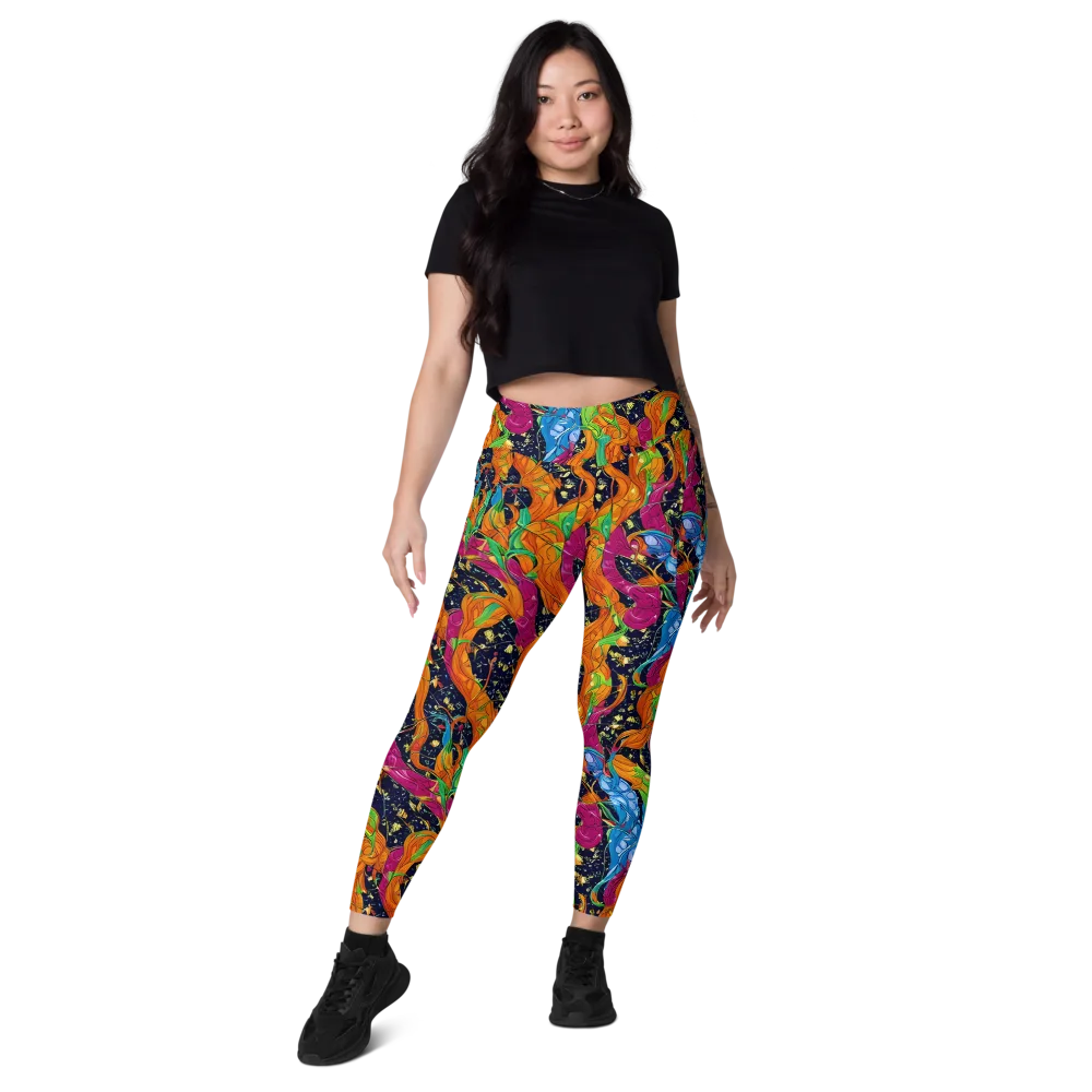 Tropical Static on Leggings with Pockets — Front