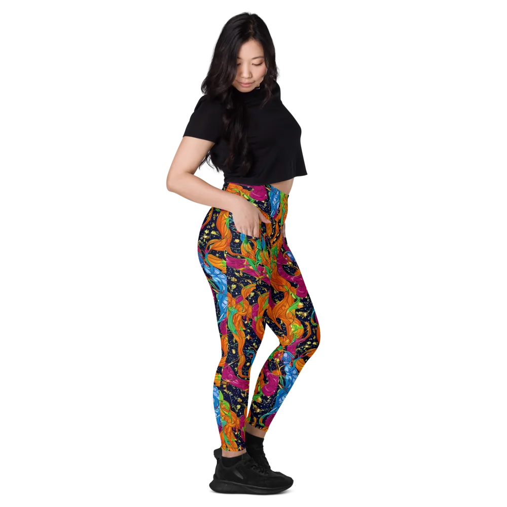Tropical Static on Leggings with Pockets — Right