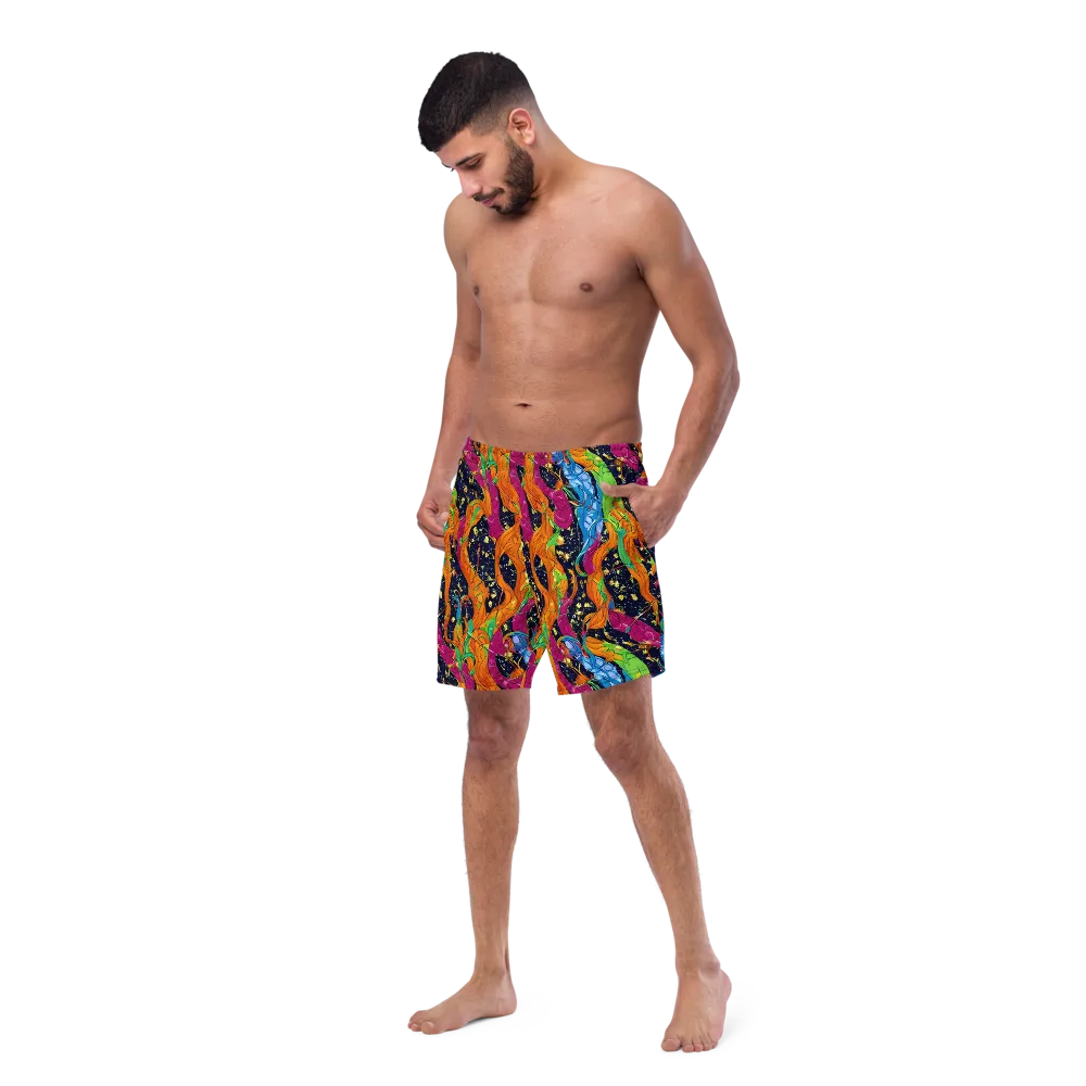 Tropical Static on Swim Trunks — Left Front