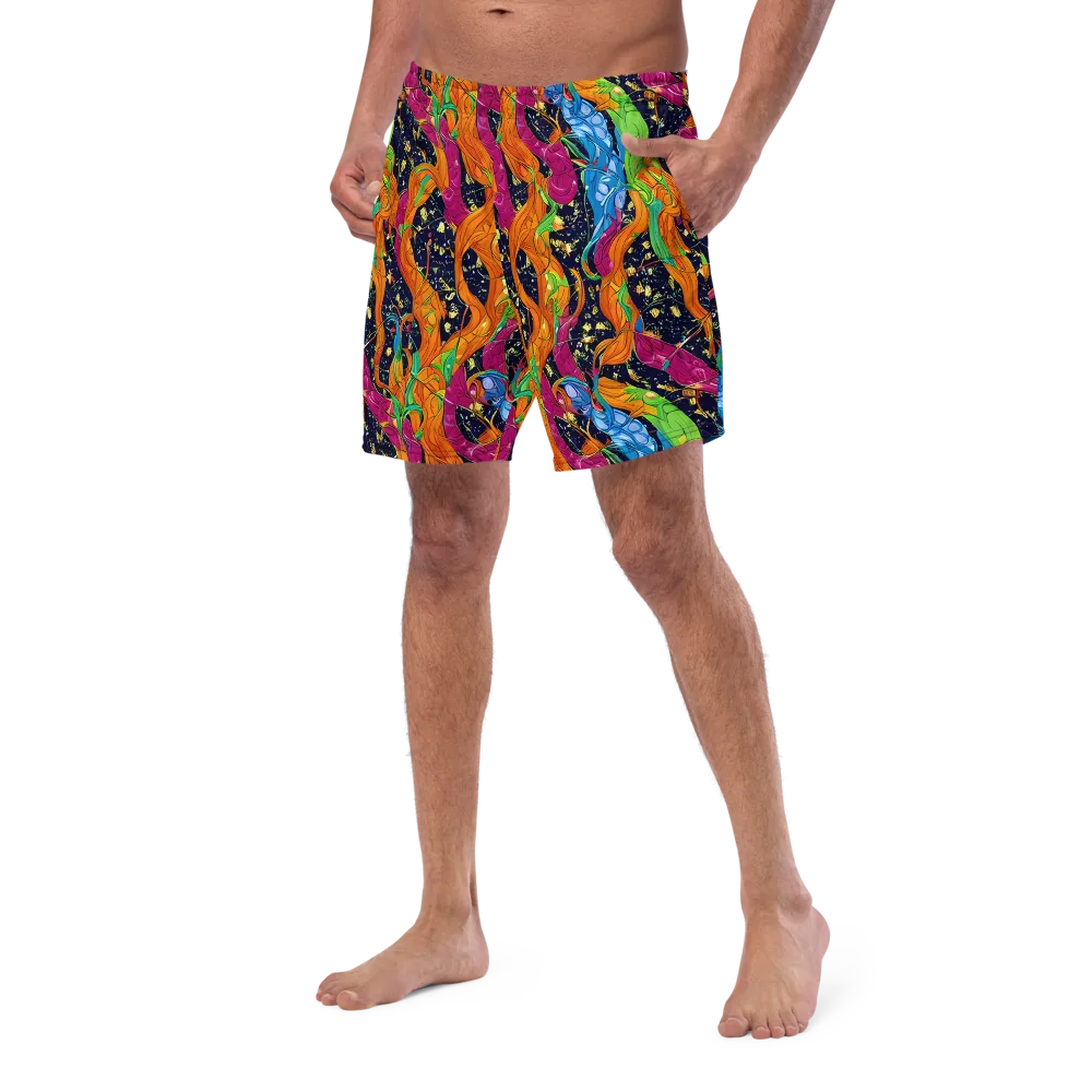 Tropical Static on Swim Trunks — Left Front