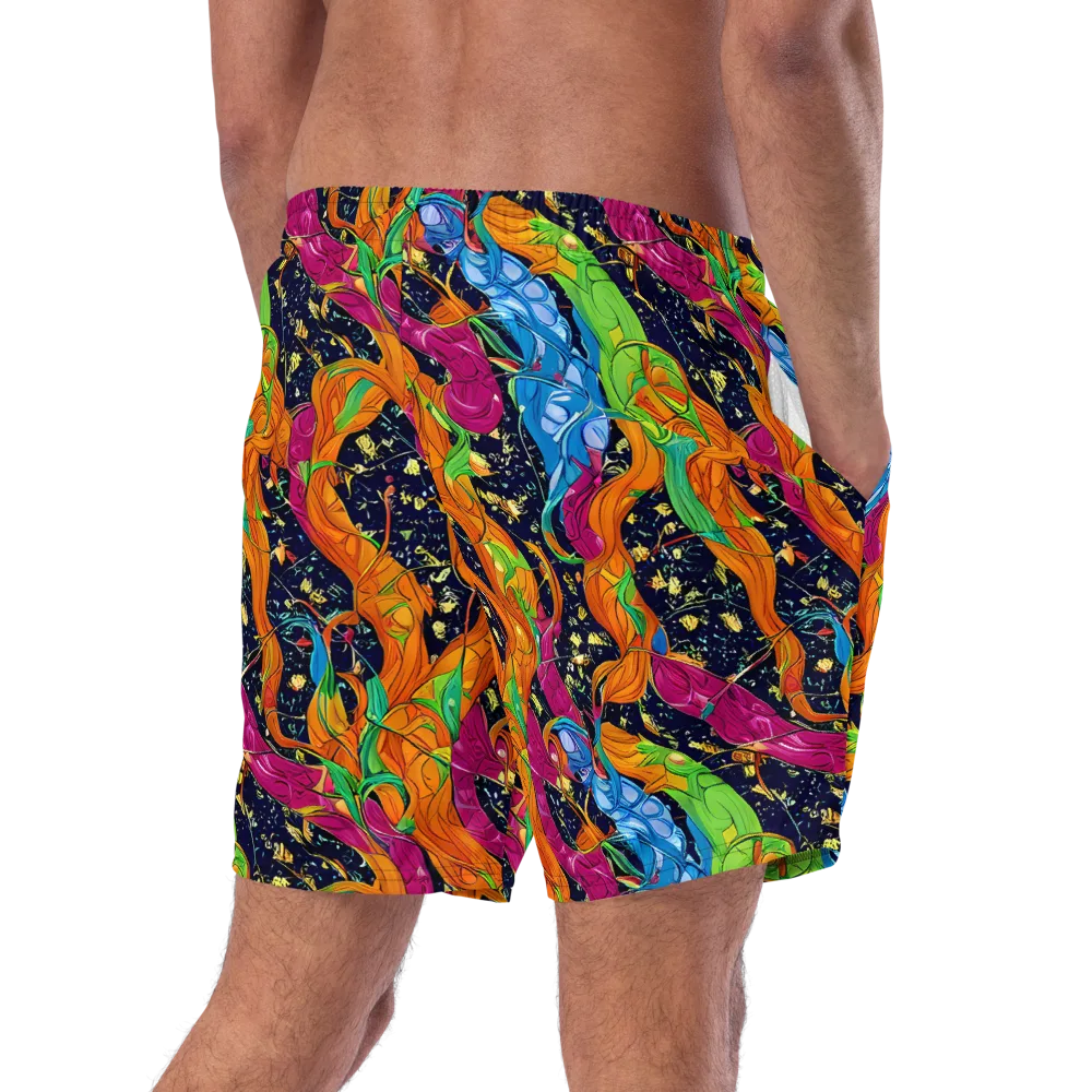 Tropical Static on Swim Trunks — Right Back