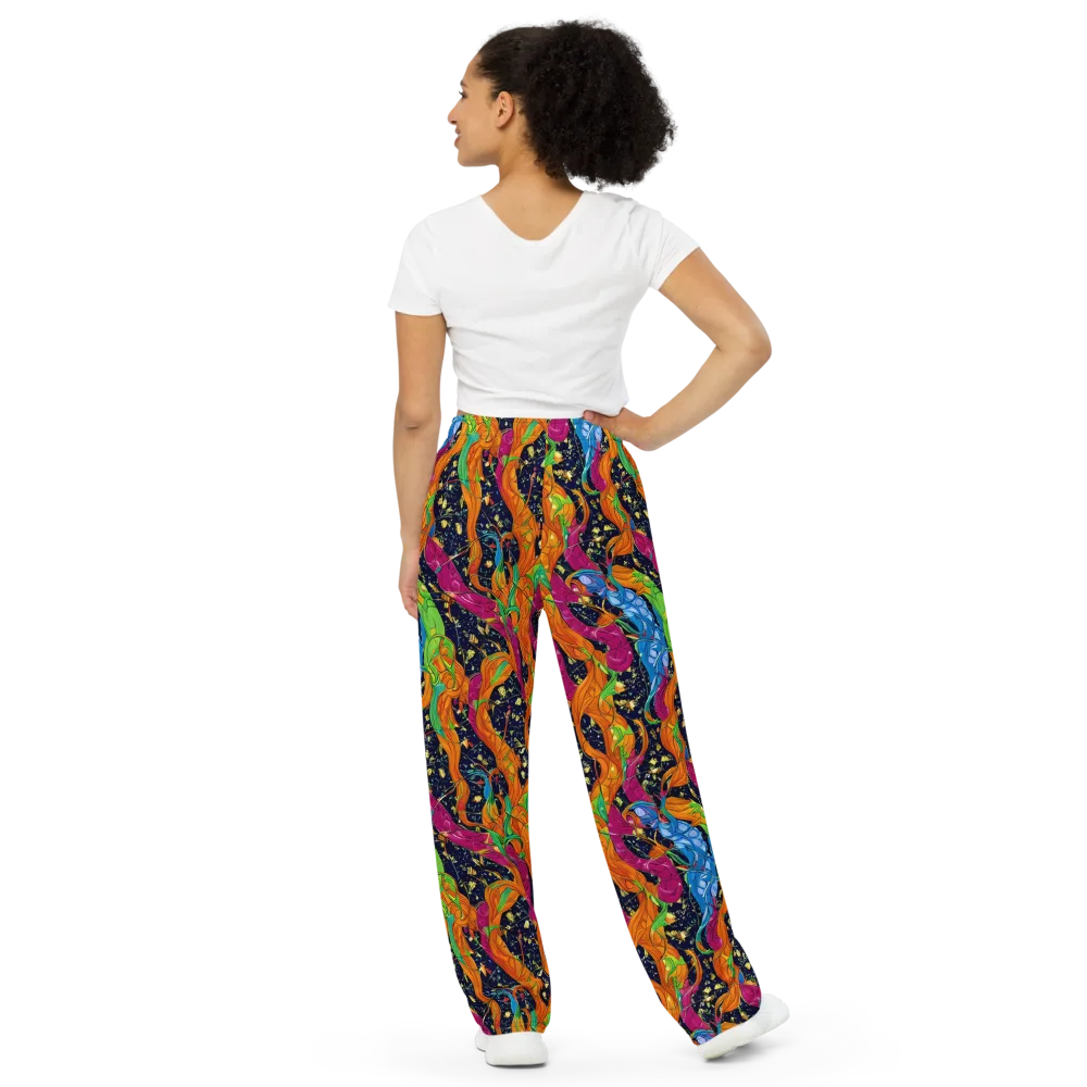 Tropical Static on Wide-Leg Pants — Back