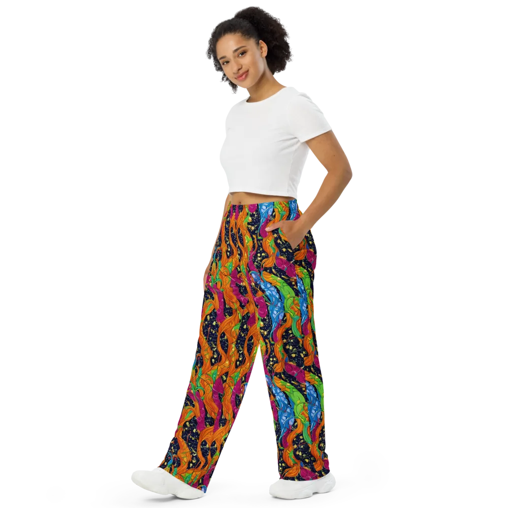 Tropical Static on Wide-Leg Pants — Left Front