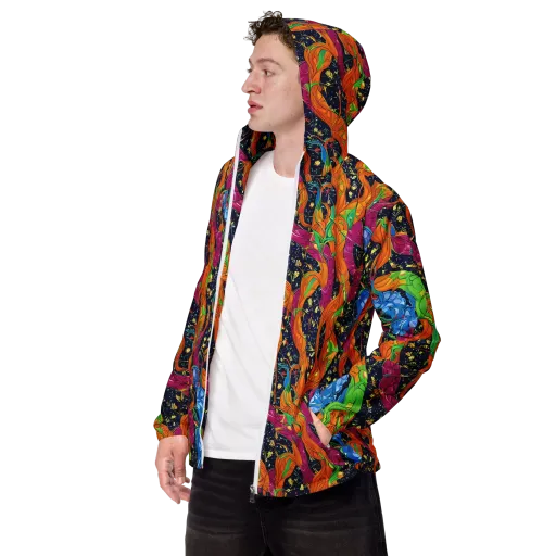 Tropical Static on a Men's Windbreaker