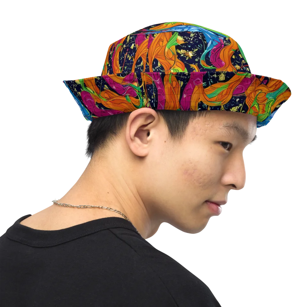 Tropical Static on Reversible Bucket Hat — Right Outside