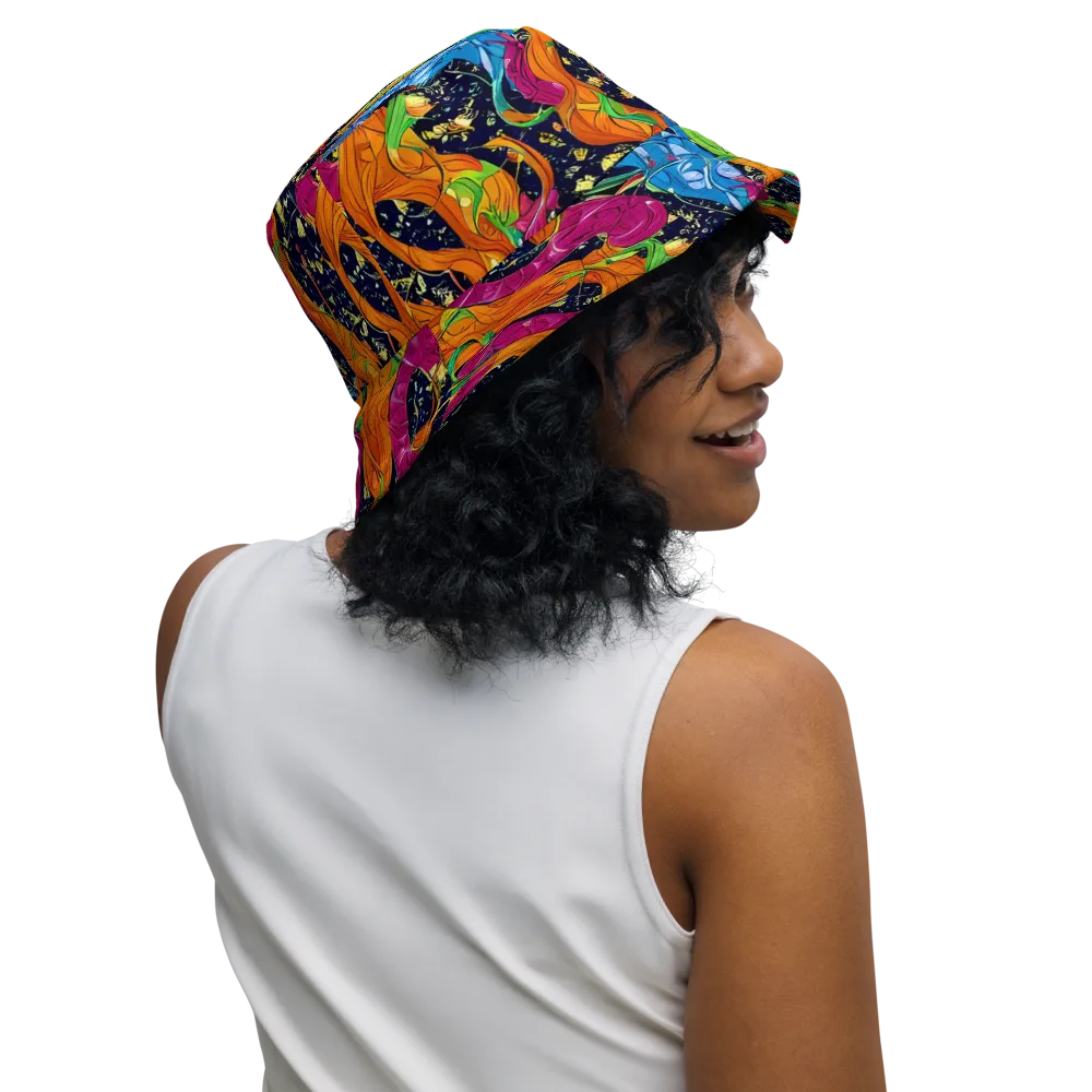 Tropical Static on Reversible Bucket Hat — Right Outside
