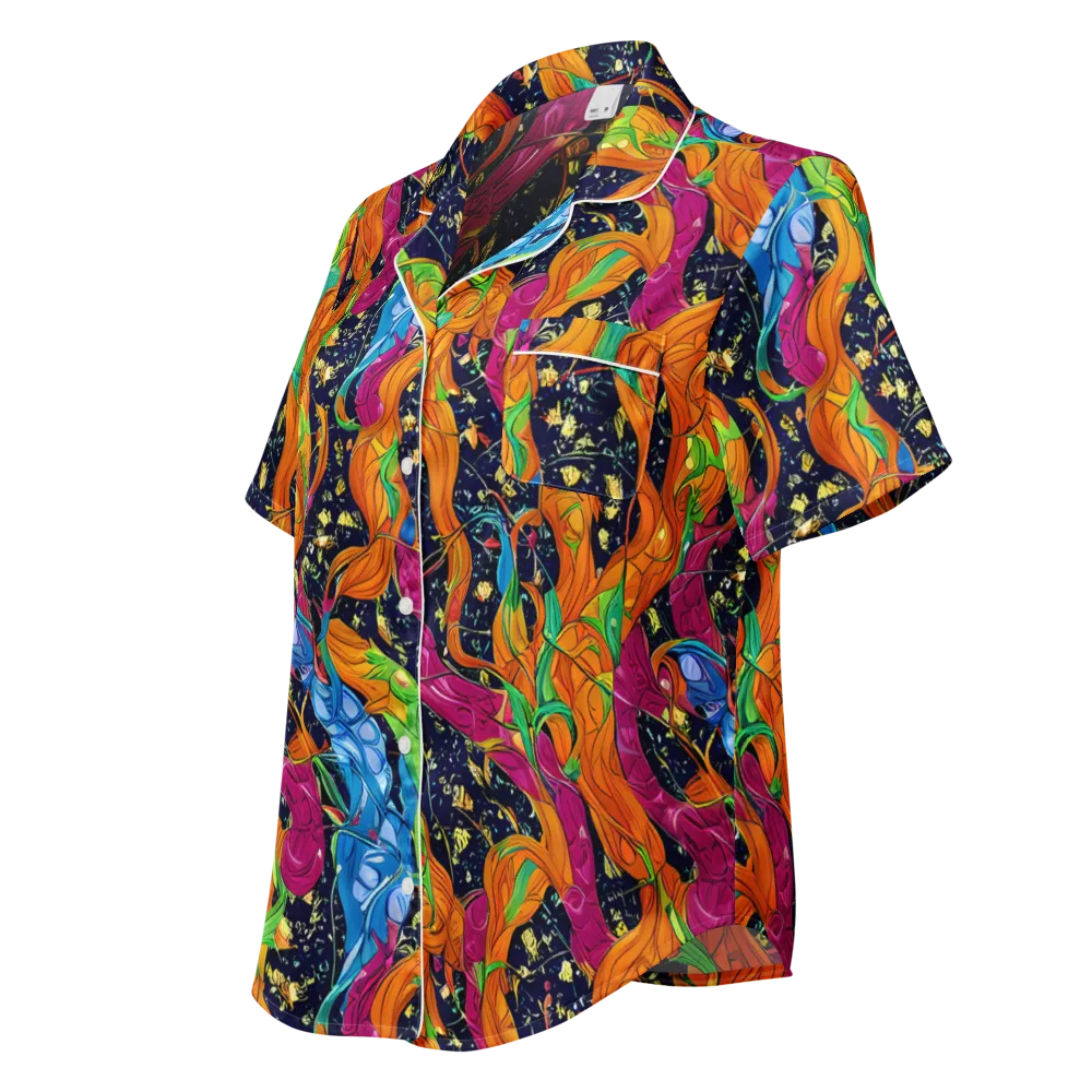 Tropical Static on Women's Short Sleeve Pajama Top — Left Front