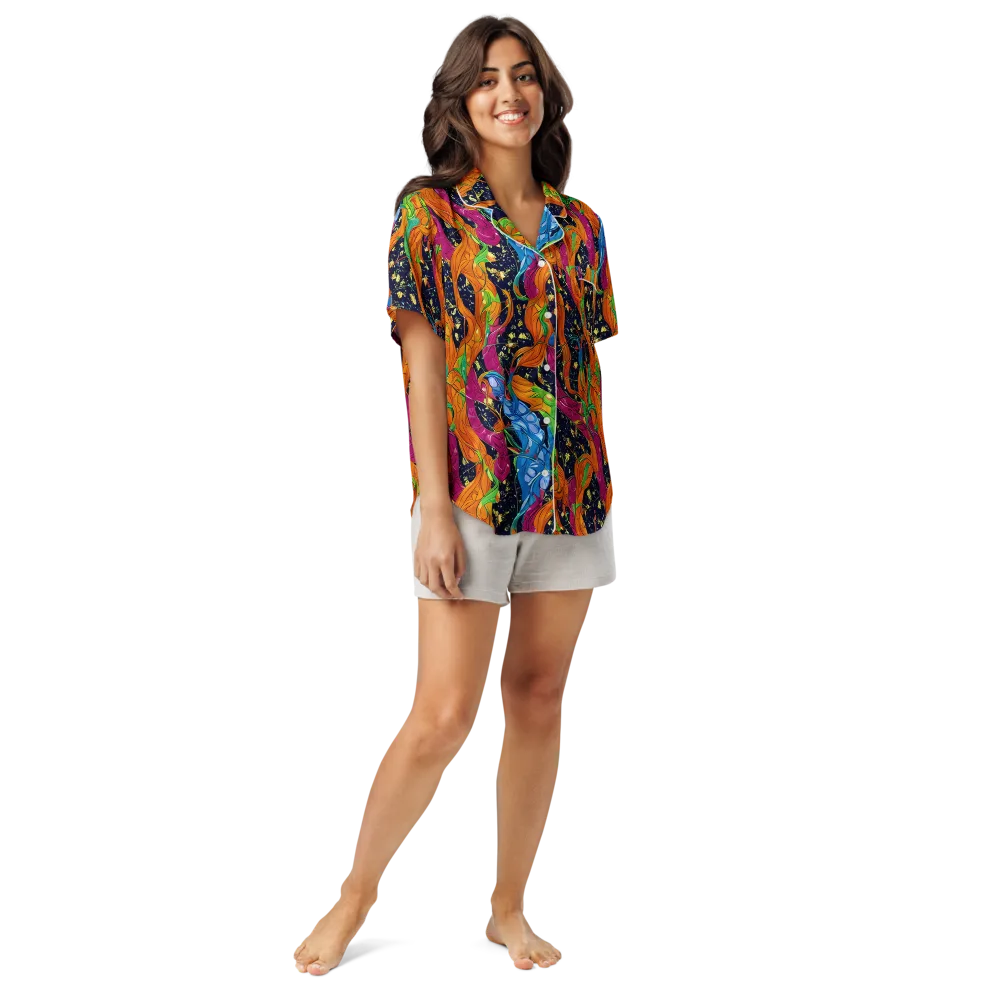 Tropical Static on Women's Short Sleeve Pajama Top — Front