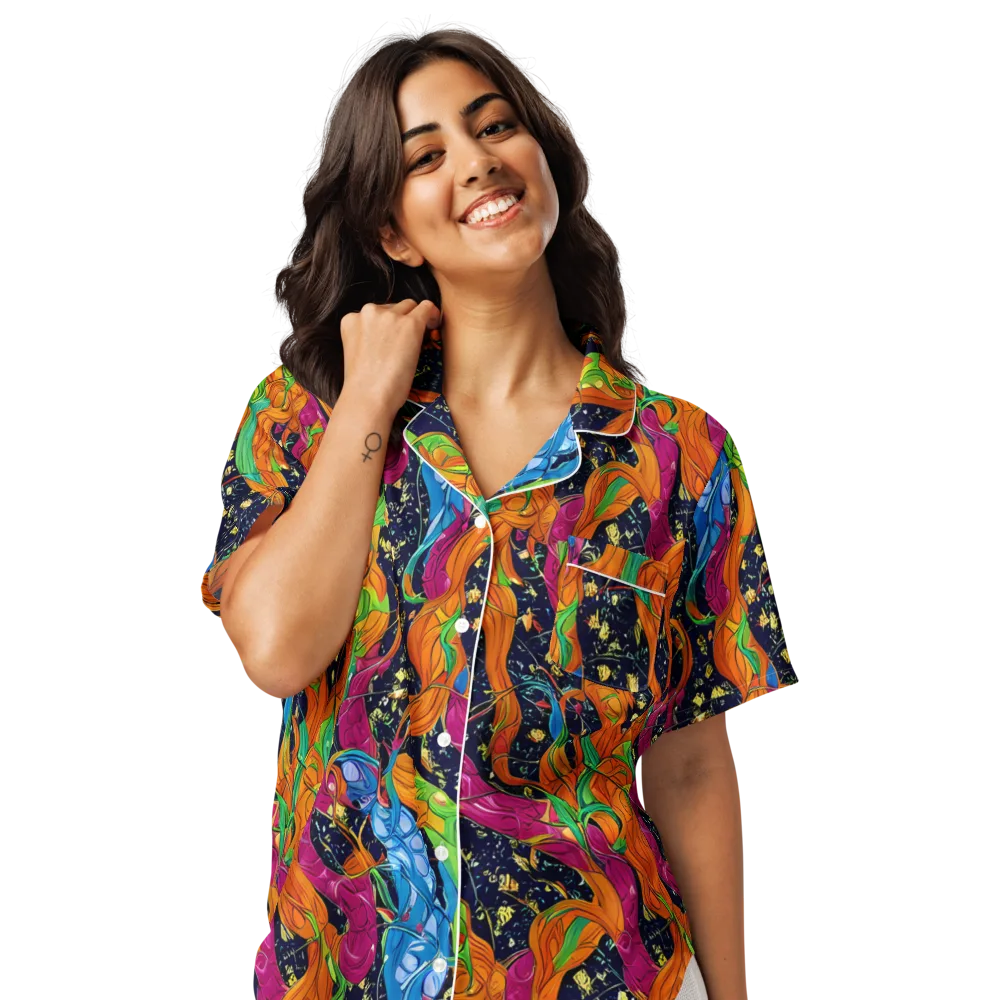 Tropical Static on Women's Short Sleeve Pajama Top — Front