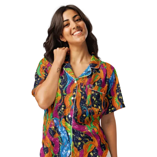 Tropical Static on a Women's Short Sleeve Pajama Top