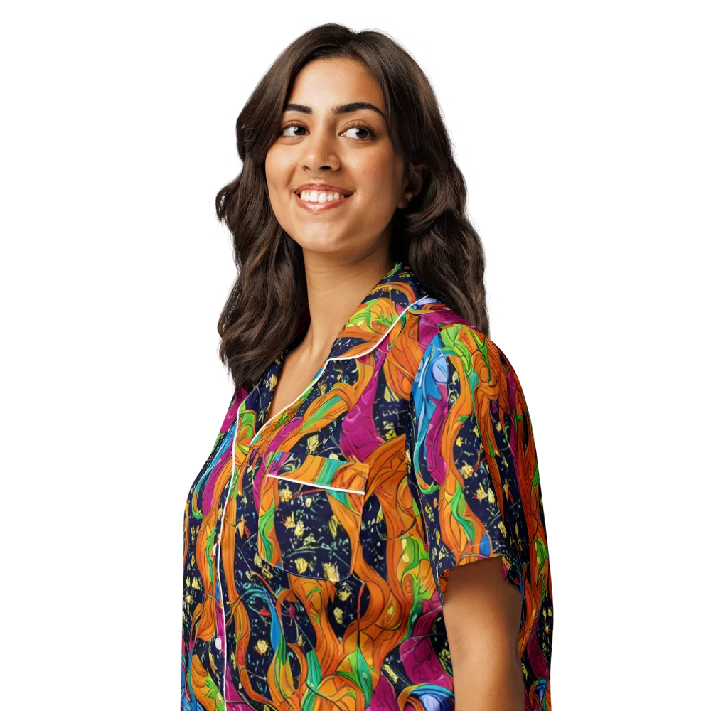Tropical Static on Women's Short Sleeve Pajama Top — Left Front