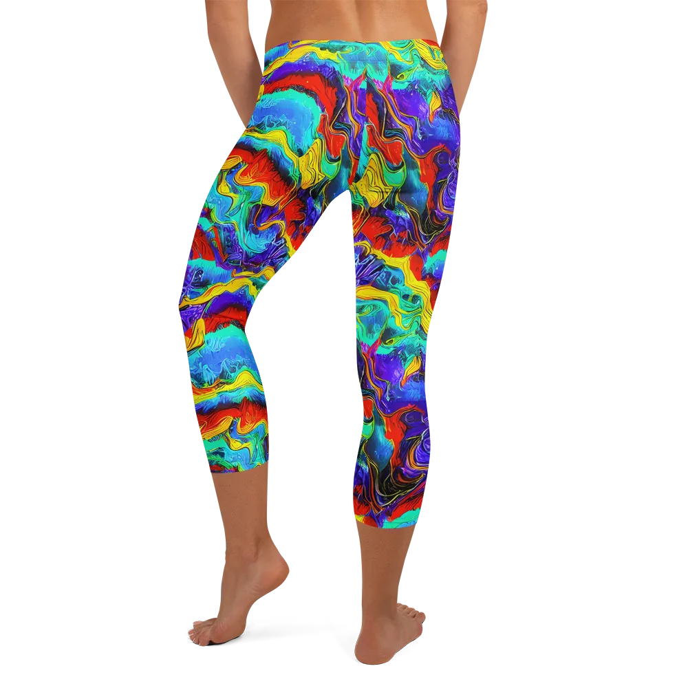 Rainbow Riptide on Capri Leggings — Back