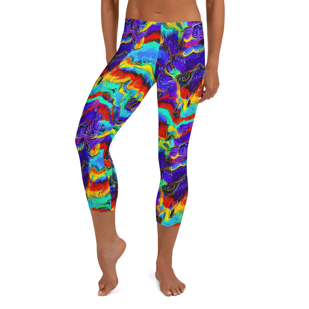 Rainbow Riptide on Capri Leggings — Front