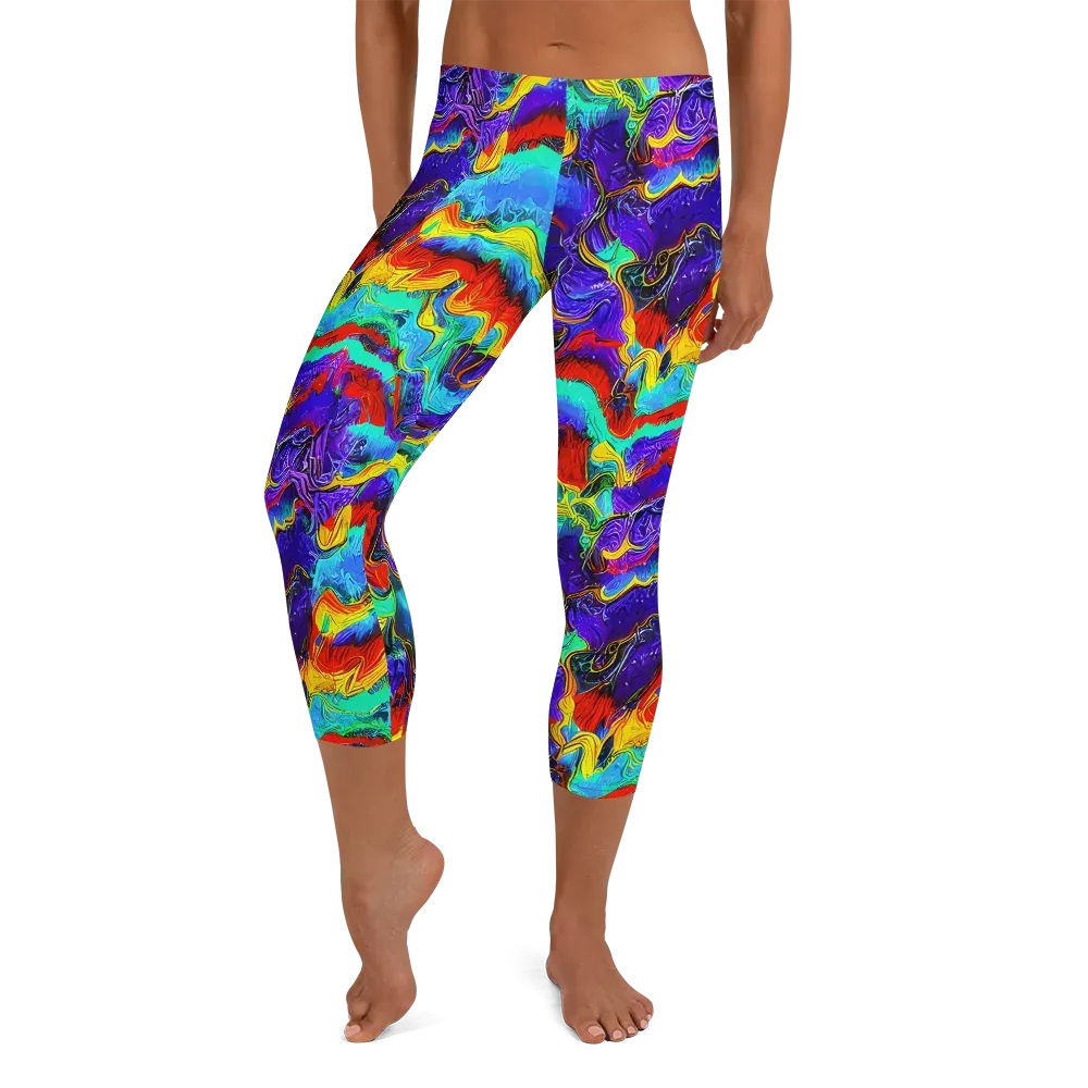 Rainbow Riptide on Capri Leggings — Front