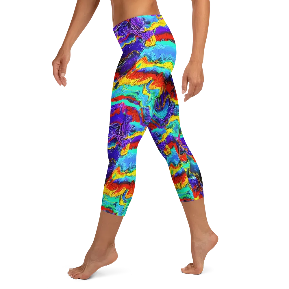 Rainbow Riptide on Capri Leggings — Left