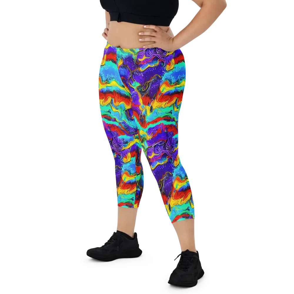 Rainbow Riptide on Capri Leggings — Front