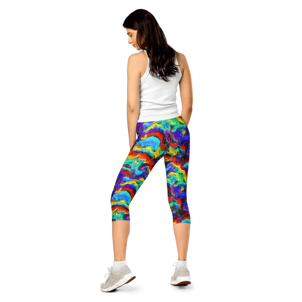 Rainbow Riptide on Capri Leggings — Back