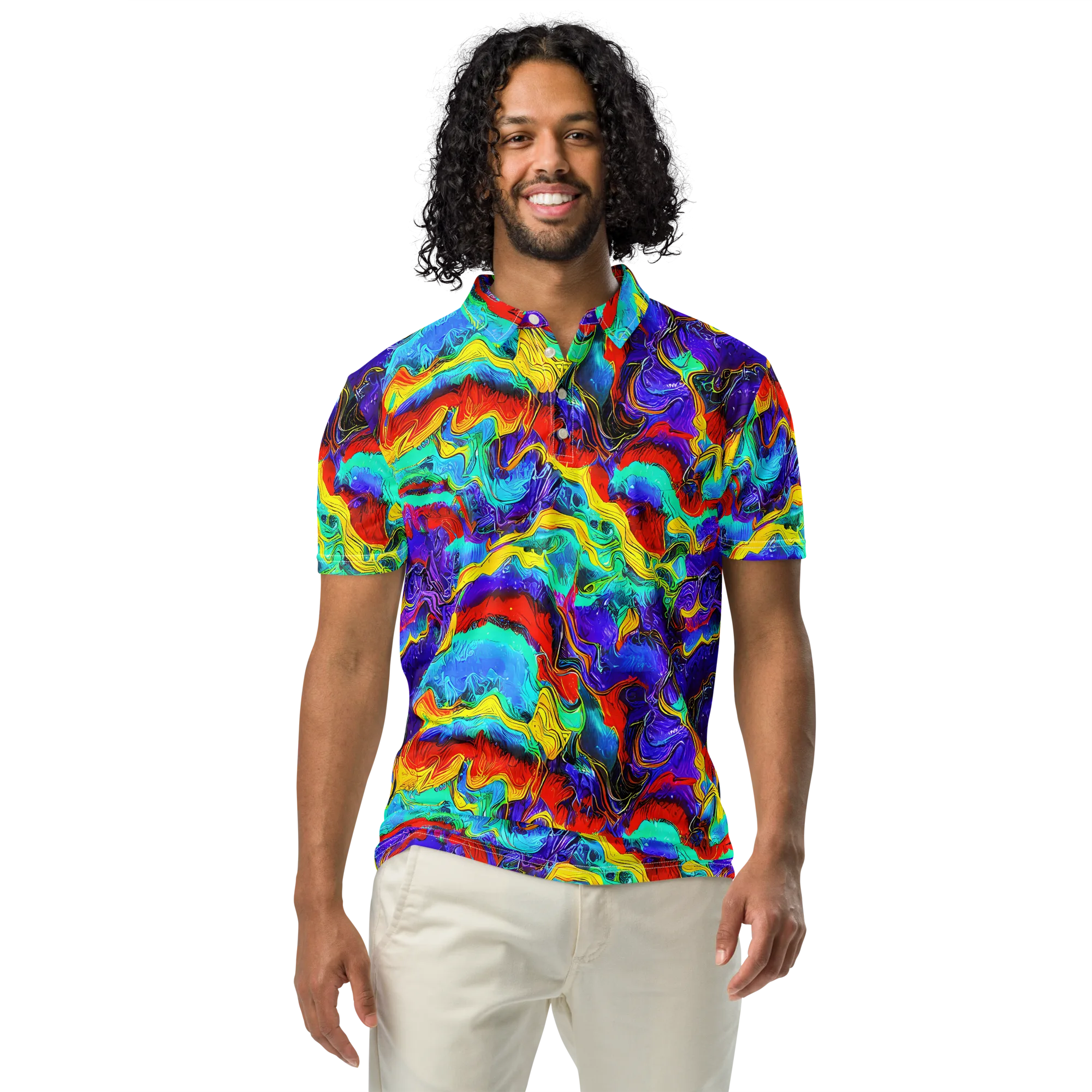 Rainbow Riptide on Men's Slim Fit Polo Shirt — Front