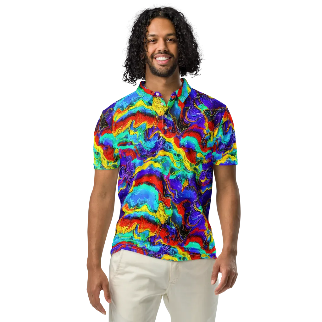Rainbow Riptide on Men's Slim Fit Polo Shirt — Front